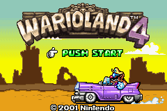 Wario Land 4 title screen for GameBoy Advance